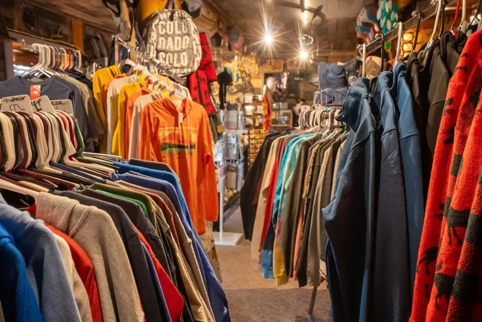 Racks of Taylor Park hoodies and flannels
