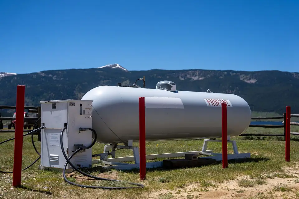 The propane filling station at the RV park